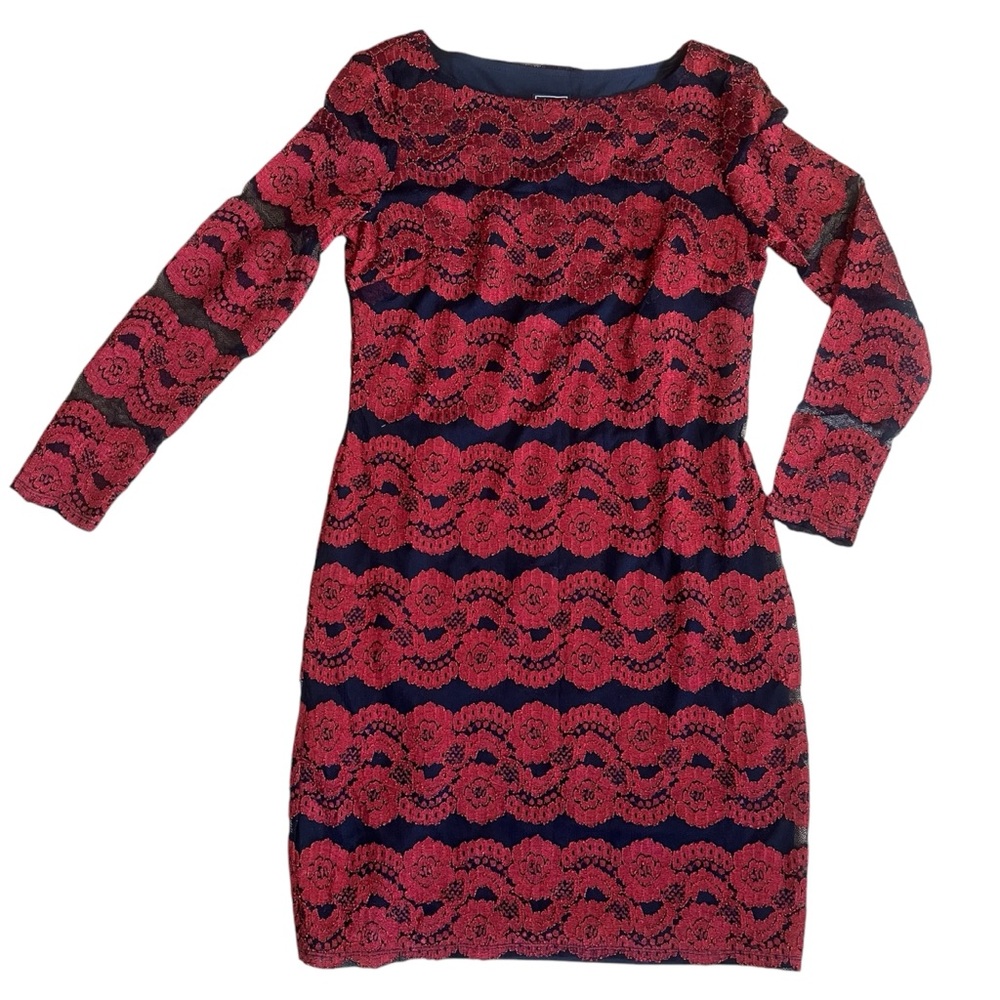 JH Evenings Lace Floral Sheath Dress. Size 8P